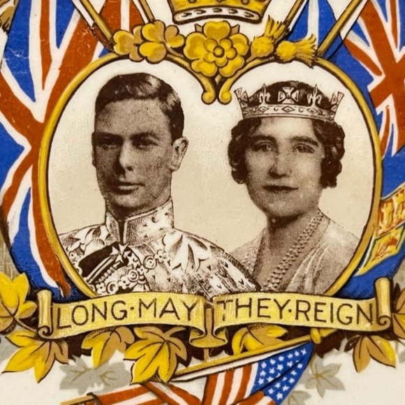 H&K Tunstall Commemorative 1939 King George VI and Queen Elizabeth Square Plate - Picture 2 of 5